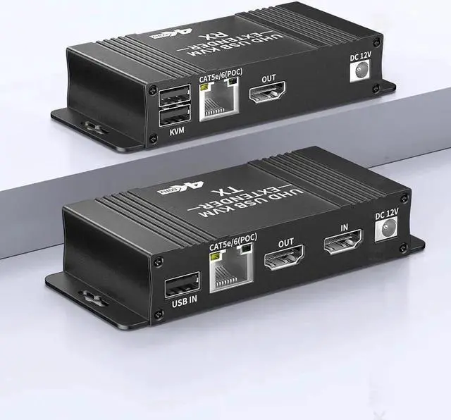 Main image of HDMI KVM USB Extender 1080P@60Hz KVM Extender Over Cat5e/Cat6 Up to 60m (196Ft), 2 Ports USB,Lossless or Zero Latency, Plug&Play(Point to Point KVM Extender)