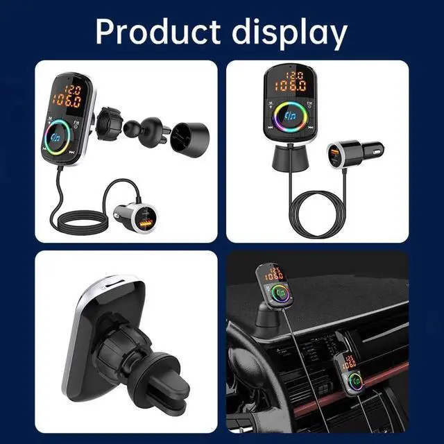 Alt view image 3 of 7 - BC71 Bluetooth 5.0 FM Transmitter for Car, Wireless Bluetooth FM Radio Adapter Bass Sound Music Player FM Car Kit with LED Backlit Hands-free Calling and QC3.0/18W+USB-C Charger USB Ports