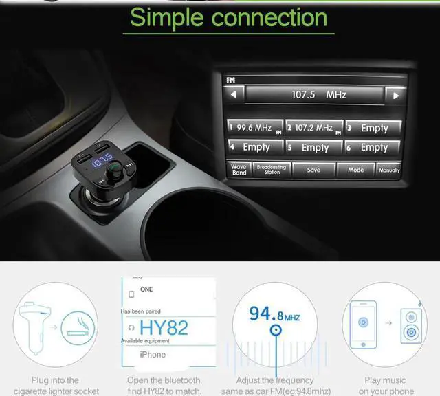 Alt view image 2 of 7 - USB 4.1A Car Fast Charger Bluetooth Car Kit Transmissor FM MP3 Player Com LED Display Micro SD TF Music Playing