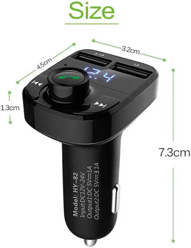 Alt view image 3 of 7 - USB 4.1A Car Fast Charger Bluetooth Car Kit Transmissor FM MP3 Player Com LED Display Micro SD TF Music Playing