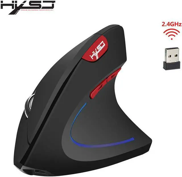 Main image of HXSJ Vertical Mouse 2.4G Wireless Mouse Mouse Built-In 600 MA Battery Adjustable 2400Dpi for Windows 7/8/Vista/XP/2000 suitable for Office&Games(Battery Included) -Black