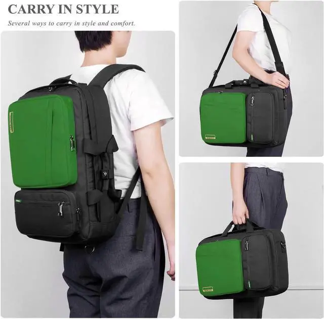 Alt view image 4 of 7 - 17.3 inch Laptop Backpack, Business Slim Travel Laptop Backpack for Women Men,Water Resistant Anti Theft Big College School Backpack for 17.3 inch Laptop Notebook-Green