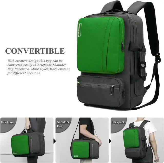 Alt view image 5 of 7 - 17.3 inch Laptop Backpack, Business Slim Travel Laptop Backpack for Women Men,Water Resistant Anti Theft Big College School Backpack for 17.3 inch Laptop Notebook-Green