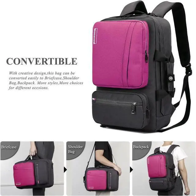 Alt view image 2 of 7 - 17.3 inch Laptop Backpack, Business Slim Travel Laptop Backpack for Women Men,Water Resistant Anti Theft Big College School Backpack for 17.3 inch Laptop Notebook-Pink