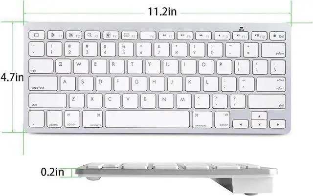 Alt view image 6 of 6 - Bluetooth Ultra-Slim Keyboard for iPad Air 2 / Air, iPad Pro, iPad mini 4 / 3 / 2 / 1, iPad 4 / 3 / 2 , New iPad 9.7"(2017), Galaxy Tabs and Other Mobile Devices (White)