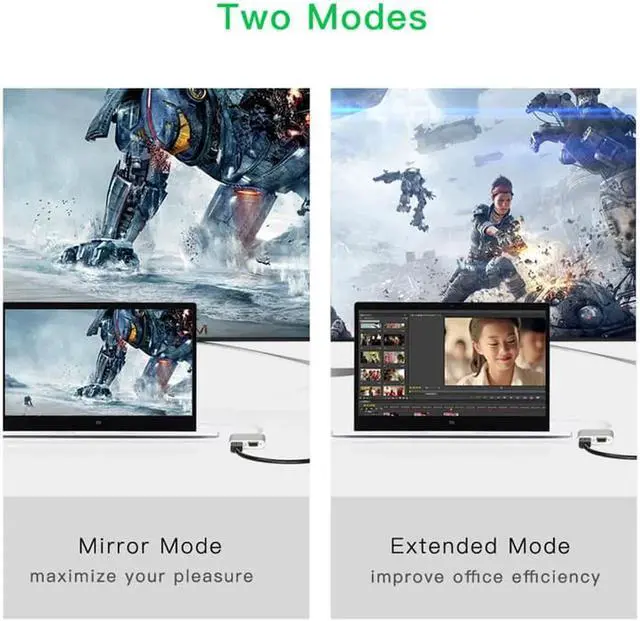 Alt view image 3 of 7 - USB-C to HDMI VGA Adapter, 2 in 1 USB 3.1 Type C to VGA HDMI 4K UHD Converter Adaptor Thunderbolt 3 Compatible Dual Screen Display with Aluminium Compatible 2019/2018 MacBook, Silver