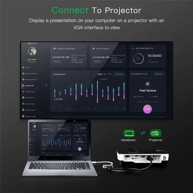 Alt view image 5 of 7 - USB-C to HDMI VGA Adapter, 2 in 1 USB 3.1 Type C to VGA HDMI 4K UHD Converter Adaptor Thunderbolt 3 Compatible Dual Screen Display with Aluminium Compatible 2019/2018 MacBook, Silver