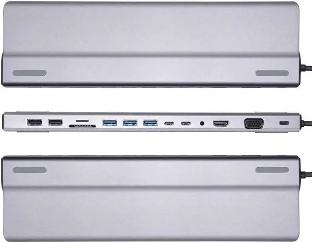 Alt view image 3 of 7 - USB C Hub 14 in 1 Multiport Adapter for MacBook Pro/Air Mac,with 5 USB-A,4K HDMI,Gigablit, VGA, 87W Pd Charging for iPad Pro/MacBook/Type C Devices,TF/SD Card Reader