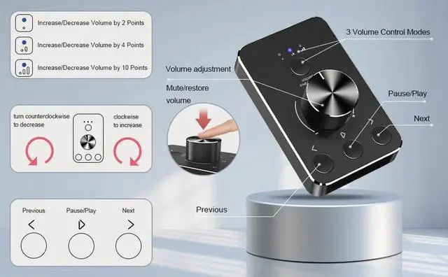 Alt view image 4 of 7 - Multimedia Controller Knob, USB Volume Controller, One Key Mute PC Computer Speaker Audio Multimedia Volume Remote Control Adjuster with Bluetooth for Win7/8/10/XP/Mac/Vista/Android/iOS