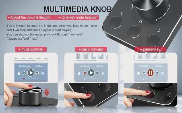 Alt view image 5 of 7 - Multimedia Controller Knob, USB Volume Controller, One Key Mute PC Computer Speaker Audio Multimedia Volume Remote Control Adjuster with Bluetooth for Win7/8/10/XP/Mac/Vista/Android/iOS