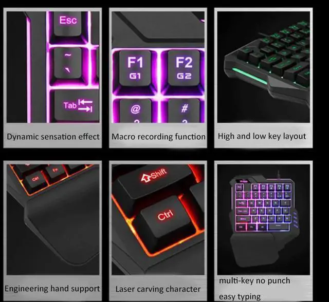 Alt view image 2 of 6 - One-handed Keyboard Game Artifact Left Hand With Support Game Backlit Keypad For Game LOL/Dota/OW/PUBG/Fortnite