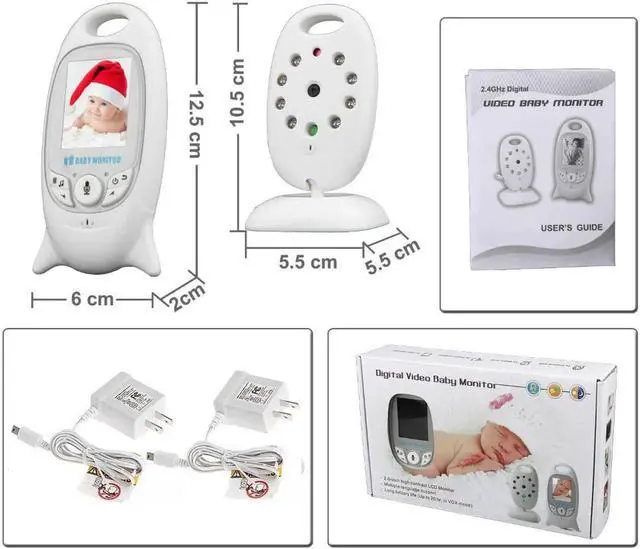Alt view image 7 of 7 - Digital Security Baby Monitors Video Baby Monitor -2.4GHZ Night Vision Camera and Two Way Audio System for Baby Safety & Security - Build-In Temperature Monitoring-Wall Hooks Included
