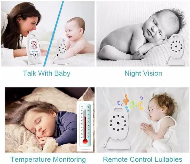 Alt view image 6 of 7 - Digital Security Baby Monitors Video Baby Monitor -2.4GHZ Night Vision Camera and Two Way Audio System for Baby Safety & Security - Build-In Temperature Monitoring-Wall Hooks Included