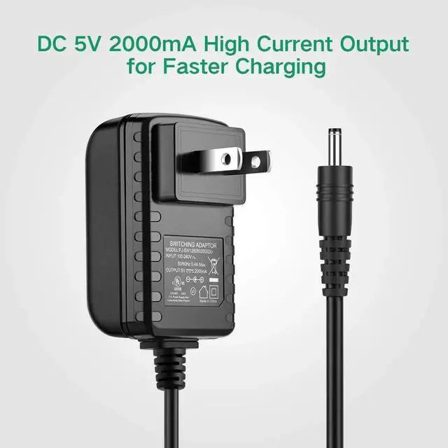 Alt view image 4 of 7 - DC 5V 2A/2000mah AC Power Adapter Wall Charger for Android Tablet PC MID eReader with Round 2.5mm Jack US Plug - Black