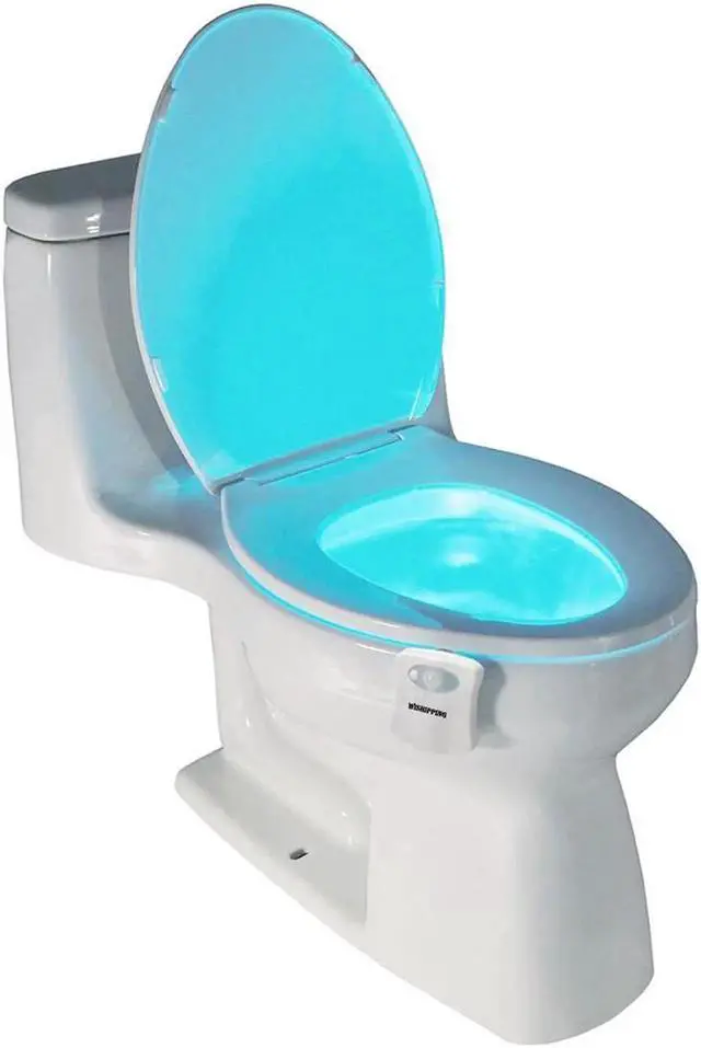 Alt view image 7 of 7 - Motion Sensor Toilet Light, Body Auto Motion Activated LED Toilet Seat Bowl Night Light Lamp 8-Color Changing Tolit lights (2 Pack)