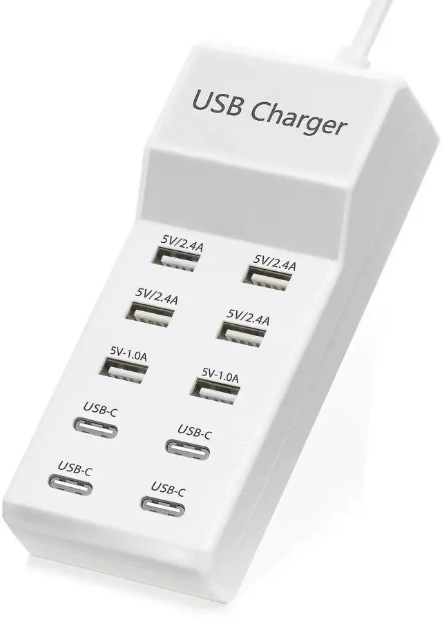 Main image of JAENFONG USB Charger,50W USB Charging Station with 10-Port (6 USB-A Port & 4 USB-C Port) Compatible with iPhone 15/14/13/13pro Max 12/12 Mini/12Pro/12 Pro Max/11,Tablets, Smartphones White
