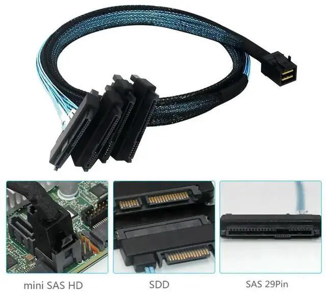 Alt view image 2 of 4 - 0.5m/1m SATA Power Adapter Cable MiniSAS HD SFF-8643 36P To 4SFF-8482 29 15P SAS Cable for SATA Hard Drive Computer Supplies