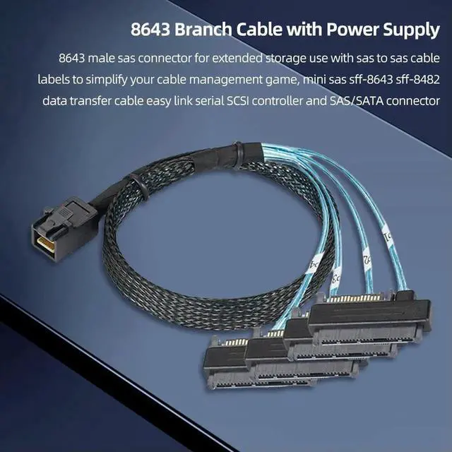 Alt view image 3 of 4 - 0.5m/1m SATA Power Adapter Cable MiniSAS HD SFF-8643 36P To 4SFF-8482 29 15P SAS Cable for SATA Hard Drive Computer Supplies