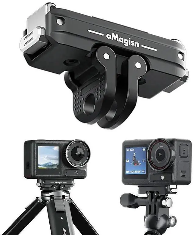 Alt view image 3 of 7 - Camera Expansion Bracket with 2-Prong & 1/4 Thread Magnetic Extension Base for OSMO Action 5 Pro/4/3 Camera Accessories