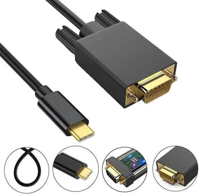 Alt view image 2 of 7 - 1.8M/6FT Type-C To VGA Adapter Cable USB3.1 Type-C To VGA Adapter Cable USB Type-C To VGA Adapter Cable for PC Computer Monitor