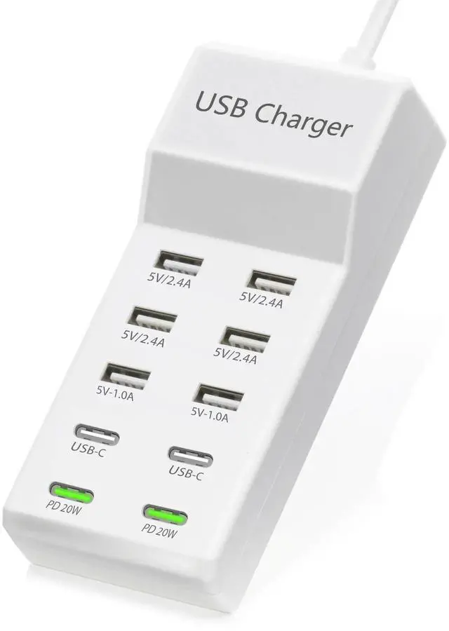 Alt view image 7 of 7 - USB Charger,100W USB Charging Station with 10-Port(6 USB-A Port&2 USB-C Port&2 PD20W) Compatible with iPhone 15/14/13/13pro Max 12/12 Mini/12Pro/12 Pro Max/11,Tablets, Smartphones White