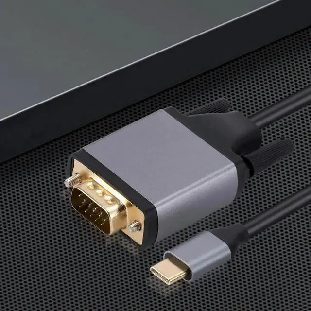 Alt view image 3 of 7 - Type-C To VGA Adapter Aluminum Alloy USB 3.1 Type-C To VGA USB-C Cable Converter USB3.1 HD Screen Cord for MacBook Projector