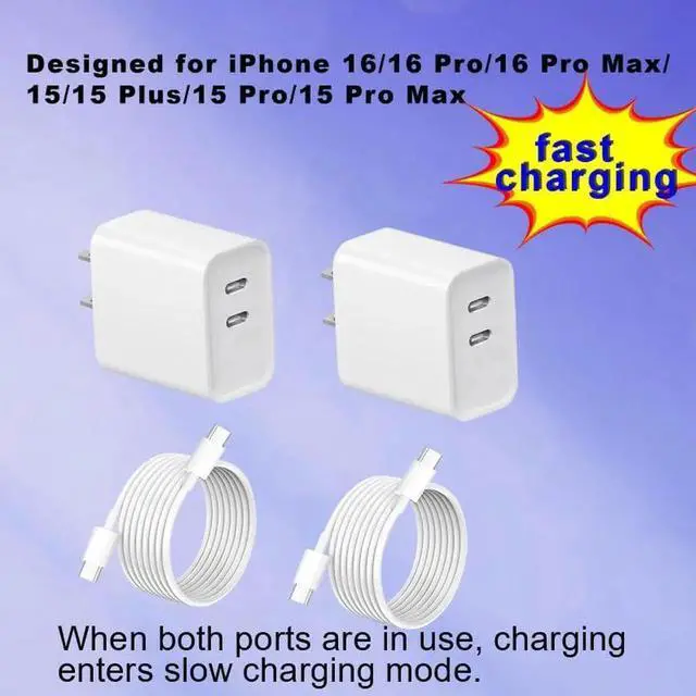 Alt view image 7 of 7 - USB c Charger Block,Dual c Wall Block with c to c Cable,Type c Adapter, usbc Cube for iPhone 17/Pro/Pro Max/17 Air/iPhone 16/15 Pro Max/Plus/Xs Max/XR/X,iPad Pro