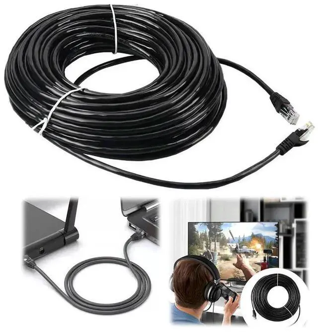 Alt view image 3 of 7 - Cat6 External Ethernet Cable Heavy Duty Network Patch Cable Double Jackets Internet Cord for in Wall Direct Burial Router