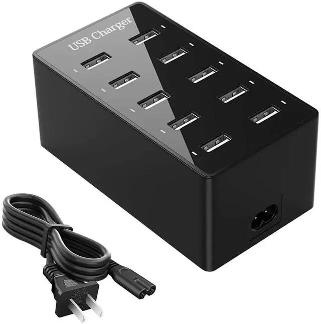 Main image of JAENFONG Multiple USB Charger, 10 Port USB Charging Station, Charging Station for Multiple Devices, Charger Block for iPhone 13/14/15/16/Samsung S24/S25 Ultra/Google/iPad/iPod