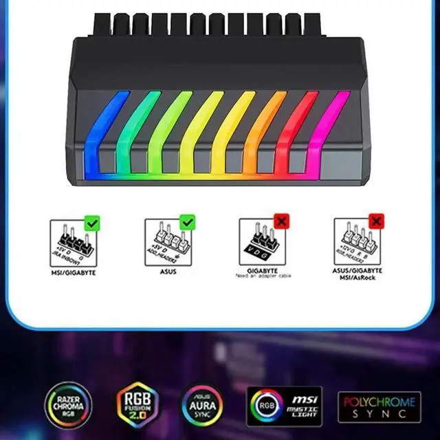 Alt view image 2 of 4 - TEUCER Power Supply Connector Adapter ATX 24Pin To 90 Degree Motherboard Power Supply Cable Connectors Aura Sync Computer Parts