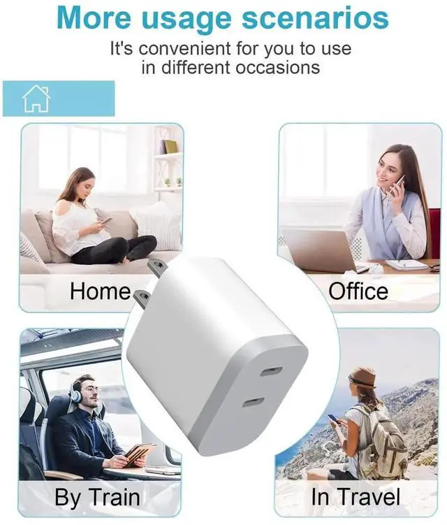 Alt view image 2 of 7 - JAENFONG Dual Port C Charger, Type-c Fast Charging Block, Wall Adapter, USB C Phone Charging Plug for iPhone 16 Pro Max/16 Pro/16/16 Plus, 15 Pro Max/15 Pro/15,iPad Pro/Air, Android Phone