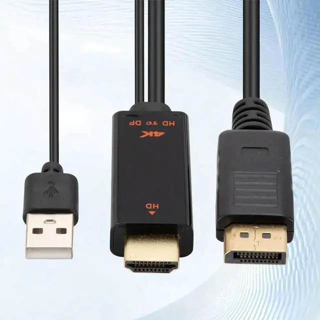 Alt view image 4 of 4 - 1.8M HDMI-Compatible To Displayport Adapter with USB Power Cable 4K 60Hz HDMI-Compatible To Display Port Cord for PS5 PS4 Pro