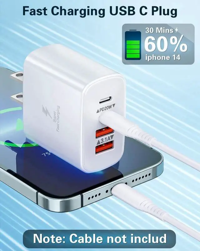 Alt view image 2 of 7 - USB C Charger Block,2-Pack 40W 4-Port USB C Wall Charger Fast Charging Dual Port PD Power Adapter+QC Double Wall Plug Multiport Type C Brick Chargers for iPhone 16 15 14 13 12 11 ProMax Samsung