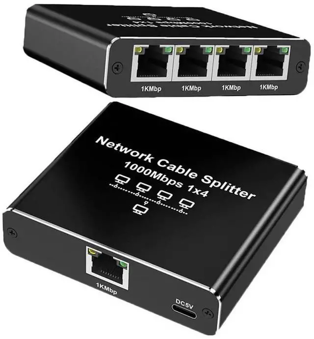 Alt view image 4 of 7 - 1 To 4 Gigabit Ethernet Splitter High Speed 1000Mbps LAN Splitter 4 Devices Simultaneously Networking for Cat5/5e/6/7/8 Cable