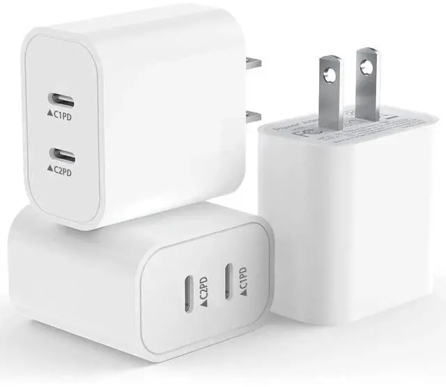 Main image of USB C Fast Charger Block,USB C Charging Block 3-Pack Type C 2in1 Dual Ports Plug Wall Charger,Fast TypeC Charger for iPhone 17/17 Pro/17 Pro Max/Air/16E/16 Plus/16 Pro Max/15/14/13/12/11/Xs Max