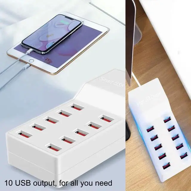 Alt view image 5 of 7 - JAENFONG USB Charger Station,10-Port 50W/10A Multiple USB Charging Station with Smart IC Technology,Multi Ports Charger Charging for SmartphonesTabletsand Other Devices.