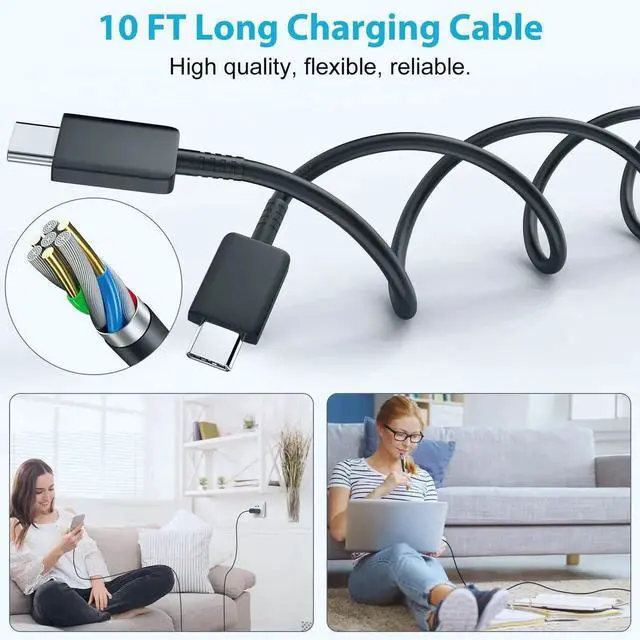 Alt view image 2 of 7 - JAENFONG S25 S24 Ultra Charger 25W Super Fast USB C Charger Block & 10FT Android Phone Type C Charger Cable Cord for Samsung Galaxy S24 Ultra/S24+/S24/S23 Ultra/S23/S22 Ultra/S22/S21/S20 /Note10 20
