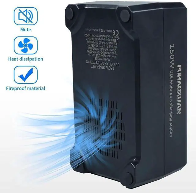 Alt view image 4 of 7 - JAENFONG 150W USB Charging Station, 30-Port Multi USB Charger Hub for Multiple Devices, Fast Charging Block for iPhone, iPad, Android, Tablets & More, Ideal for Schools, Offices, Retail, Events