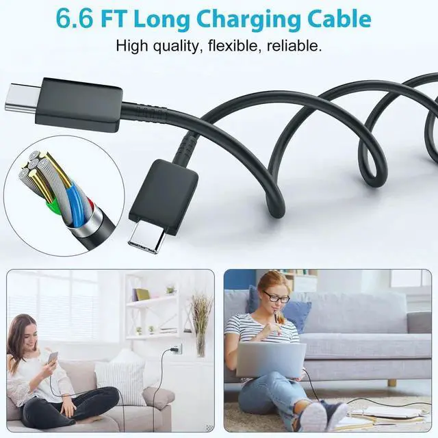 Alt view image 3 of 6 - JAENFONG 25W Super Fast USB C Charger Block & 6.6FT Android Phone Type C Charger Cable Cord for Samsung Galaxy S25 Ultra/S24+/S24/S23 Ultra/S23/S22 Ultra/S22/S21/S20 /Note10 20-Black
