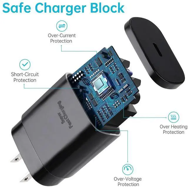 Alt view image 4 of 6 - JAENFONG 25W Super Fast USB C Charger Block & 6.6FT Android Phone Type C Charger Cable Cord for Samsung Galaxy S25 Ultra/S24+/S24/S23 Ultra/S23/S22 Ultra/S22/S21/S20 /Note10 20-Black