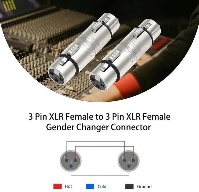 Alt view image 3 of 4 - XLR 3 Pin To 3 Pin Microphone Line Adapter XLR Adapter XLR Female To Female 3 Pin Connector for Microphone Stereo Mixer
