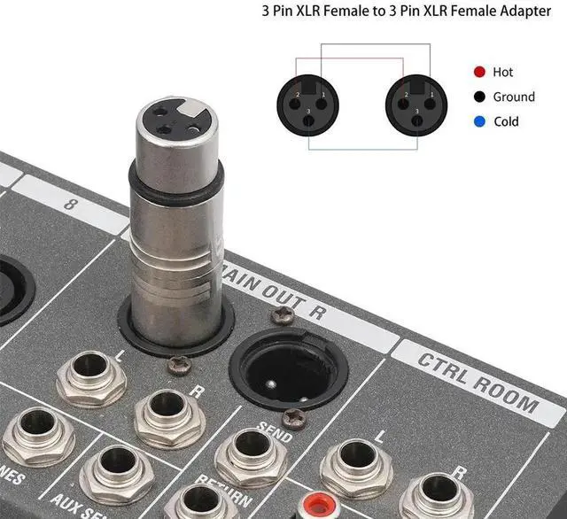 Alt view image 4 of 4 - XLR 3 Pin To 3 Pin Microphone Line Adapter XLR Adapter XLR Female To Female 3 Pin Connector for Microphone Stereo Mixer