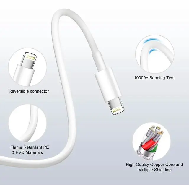 Alt view image 4 of 7 - JAENFONG Charger for iPhone 14 Fast Charging, 20W USB C Wall Charger Block with 6FT Long Charging Cord Cable for iPhone 14 Charger/14 Pro Max/13/13 Pro Max/12/12 Pro Max/11/XR/XS/X and More