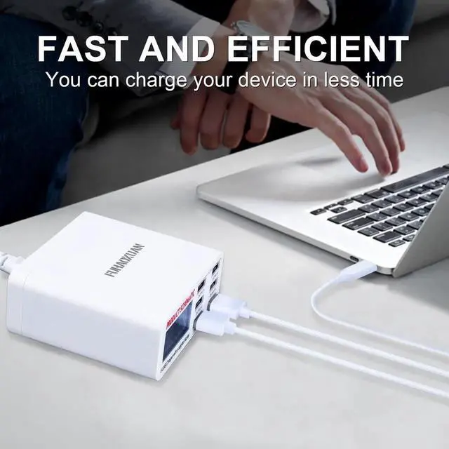 Alt view image 6 of 6 - JAENFONG USB Charging Station for Multiple Devices, 40w 6-Ports USB Charger Station, 5USB+1QC3.0 Ports Fast Charging Station Block, Compatible with Phone Watch Pad Speakers Headphones for Home Office