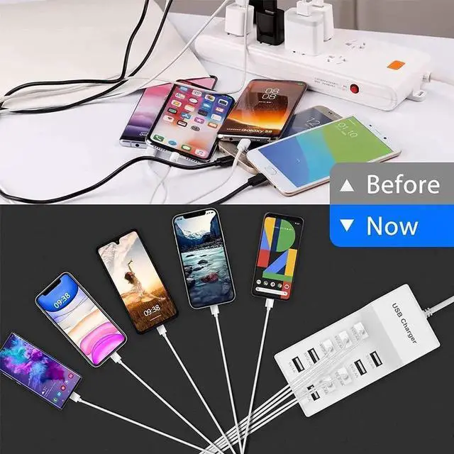 Alt view image 6 of 6 - JAENFONG 10-Port USB Wall Charger Station with Rapid Charging Auto Detect Technology Safety Guaranteed Family-Sized USB Ports for Multiple Devices Smart Phone Tablet Laptop Computer