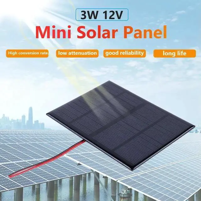 Alt view image 2 of 4 - 3W 12V Solar Charging Panel with Cable Solar Panel Module Solar Charger for 9-12V /Mobile Phone for Lamp Fan Pump
