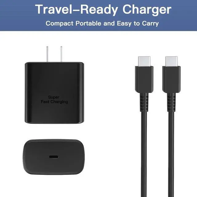 Alt view image 2 of 7 - JAENFONG 45W Super Fast Charger USB C, 2Pack PPS Type C Charging Block with 6FT USB-C Cable for Samsung Galaxy S25 +/Ultra /S24 S23 S22 +/Ultra/ S21 S20/Tab S9, iPhone 16/15 and More