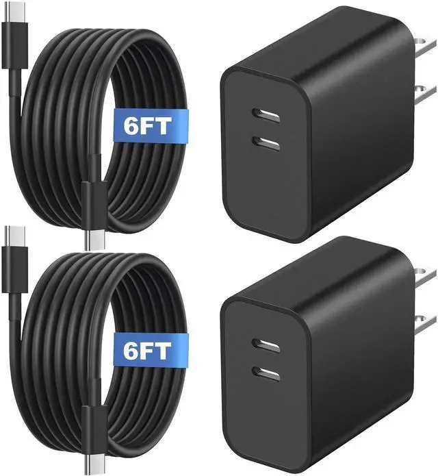 Main image of JAENFONG USB C Fast Wall Charger,USB C Charging Block 2Pack with 6FT USB C Cables,Compatible with Phone 16/15/15 Plus/15 Pro/15 Pro Max/Galax S24/S23/S22 and More,Black
