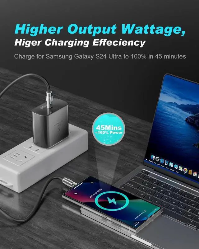 Alt view image 2 of 7 - 2Pack 45W USB C Charger Block,Compatible with Samsung Super Fast Type C Charger with 3.3FT Fast Charger USB C Cord for iPhone 15/16/Android Phone/Samsung Galaxy Ultra/S24/S23/S22 Ultra/Note 20
