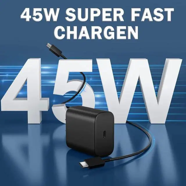 Alt view image 4 of 5 - 45W USB C Super Fast Charger for Samsung Galaxy-Tab S9 FE/FE+ Plus SM-X510/X516B/X610/X616B 5G Samsung Tablet 45W Type C Wall Adapter Block with 6.6Ft C to C Android Tablet Charging Cable Power